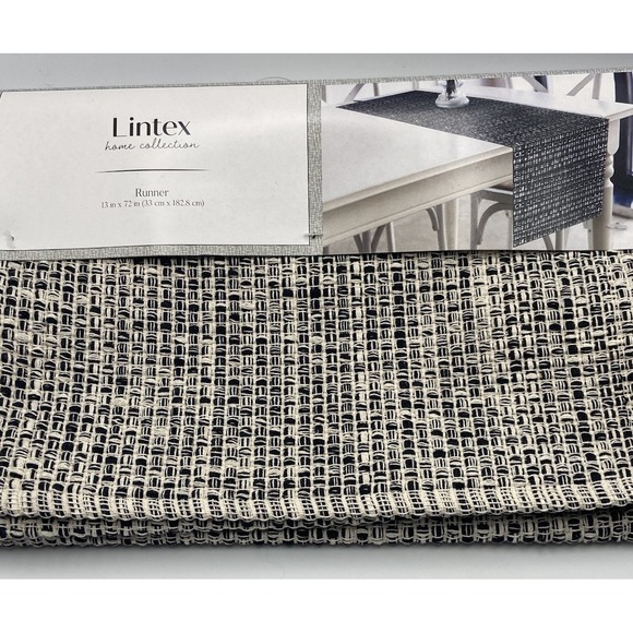 Lintex Home Solana Black Cream Table Runner 13 x 72 Woven Cotton - Picture 1 of 4